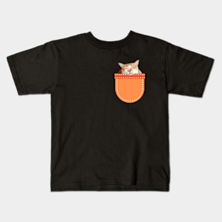 Orange Cat Sleeping in Pocket Kids T-Shirt